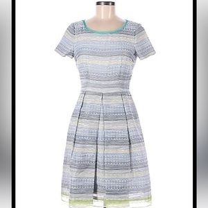 Elie Tahari Glenda Jacquard Tweed Lace Short Sleeve Cocktail A Line Dress 2